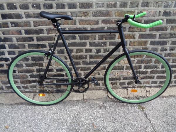 Custom black and lime green fixie