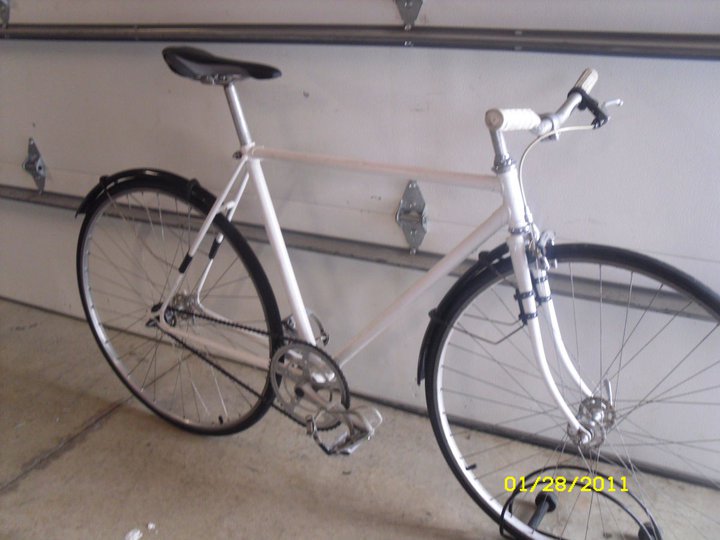 White Single Speed Steel Frame