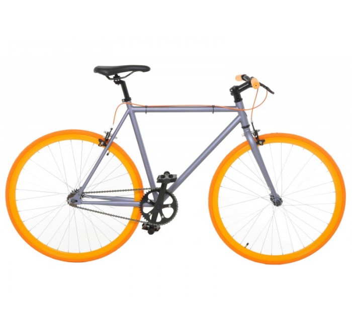VILANO FIXED GEAR/SINGLE SPEED ROAD BIKE, 700-FIXIE-GRY-ORG-54
