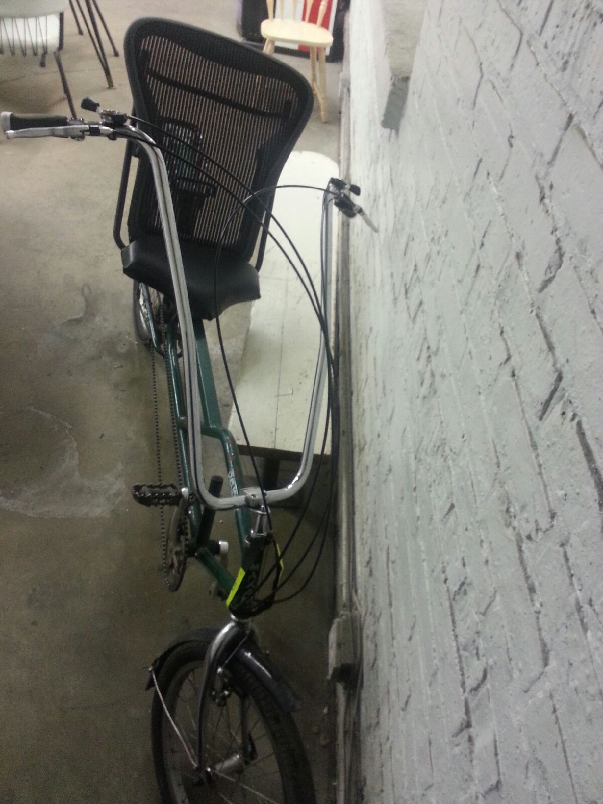 Recumbent, long wheel base modified to have a Herman miller Seat