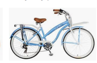 Blue cruiser/comfort style bicycle.