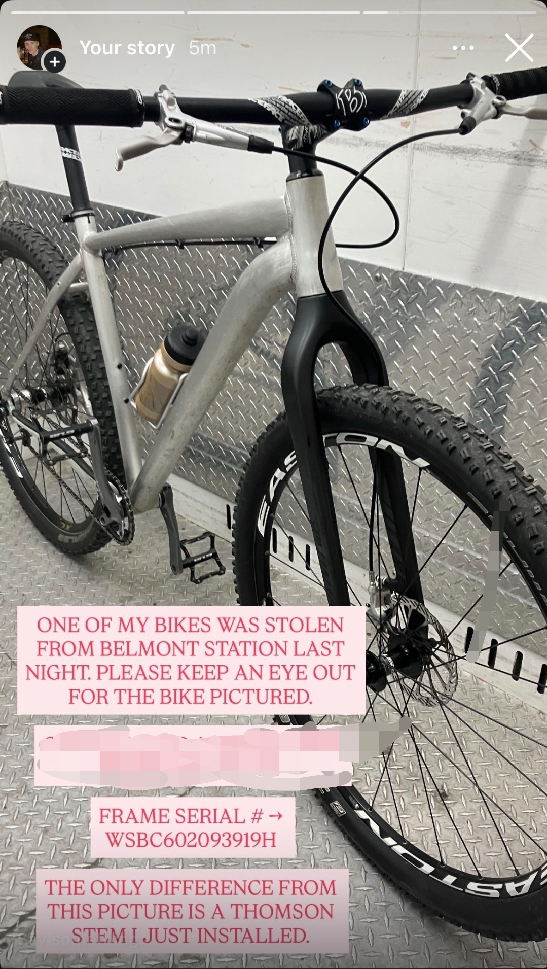 Specialized Rockhopper Custom - Rigid CF fork, single speed conversion.