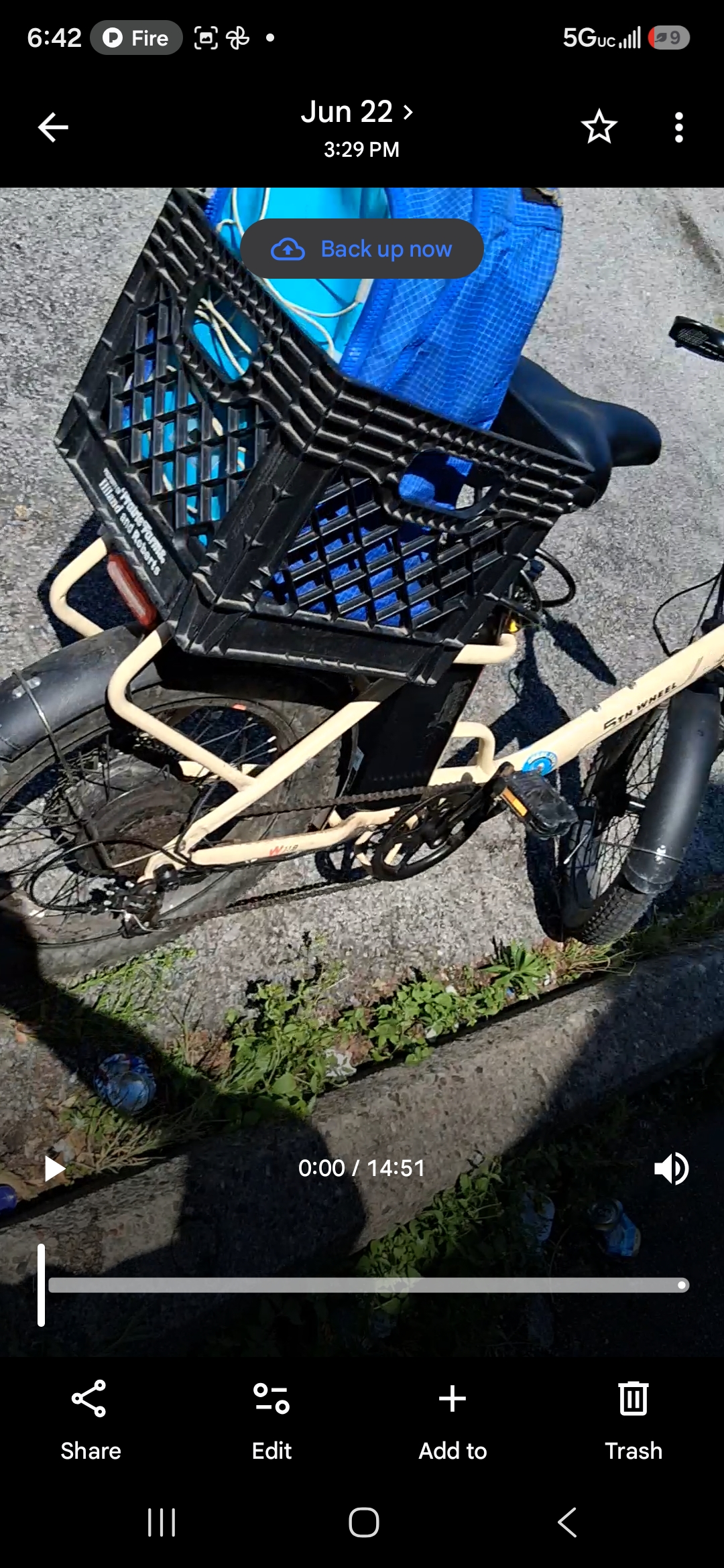Fifth wheel foldable ebike