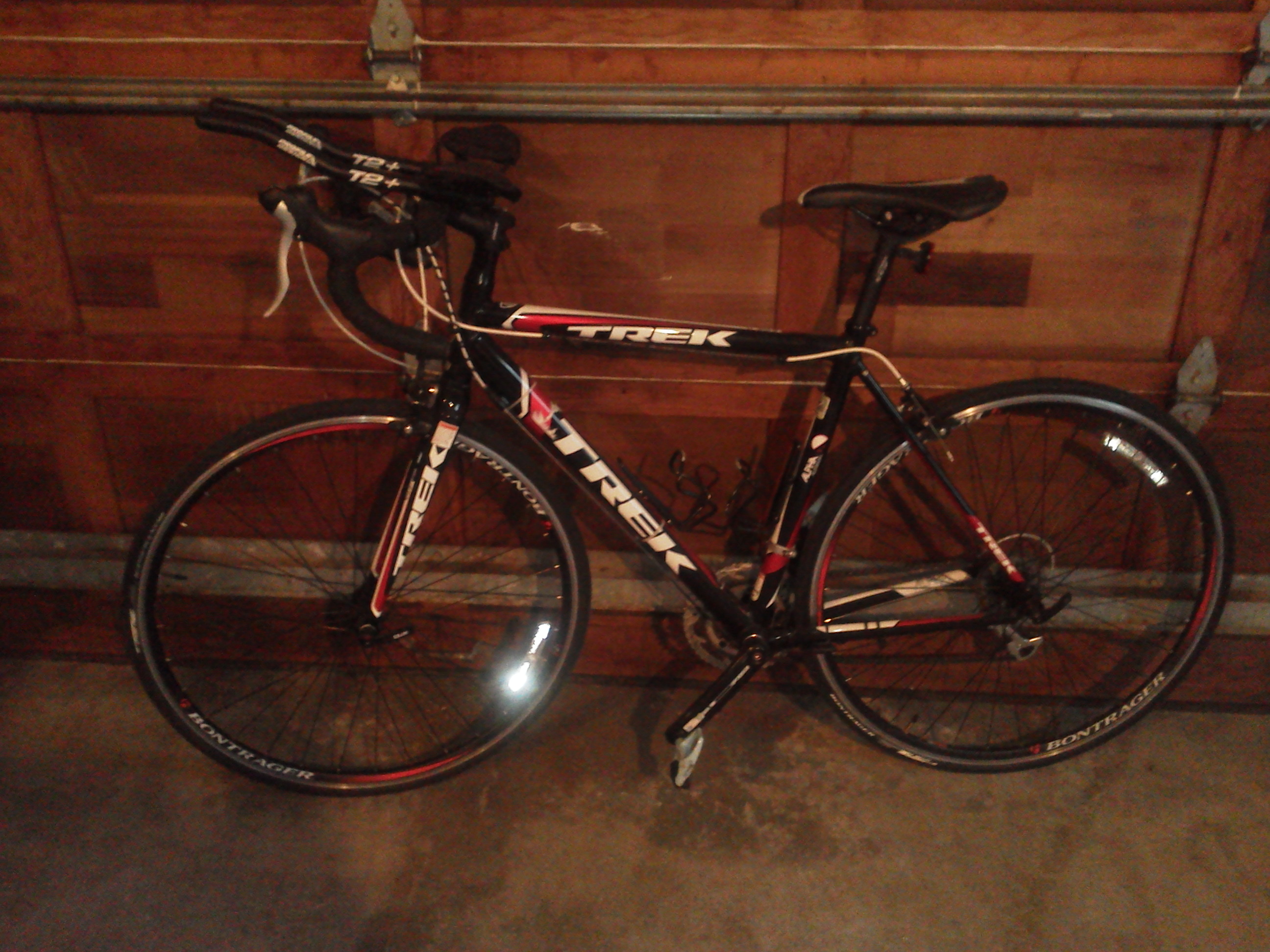 Trek 1.1 54cm 2011 with tribars and trip 3 odometer.