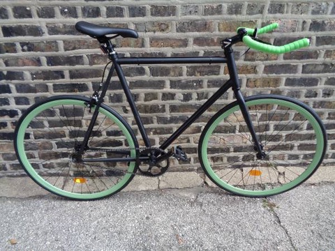 Custom black and lime green fixie