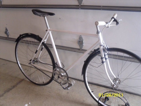 White Single Speed Steel Frame