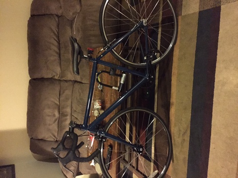 Dark blue road bike