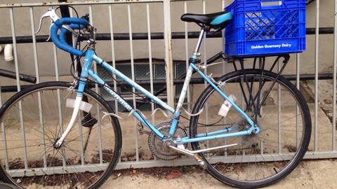 1970's  blue Murray. Blue crate on back. 