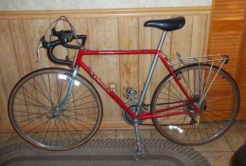 Red Arrowspeed Univega, Red Handlebar tape, Silver Bike Seat Post, COASTER BRAKE, Male Frame, 27 in,  Working Bikes Sticker.